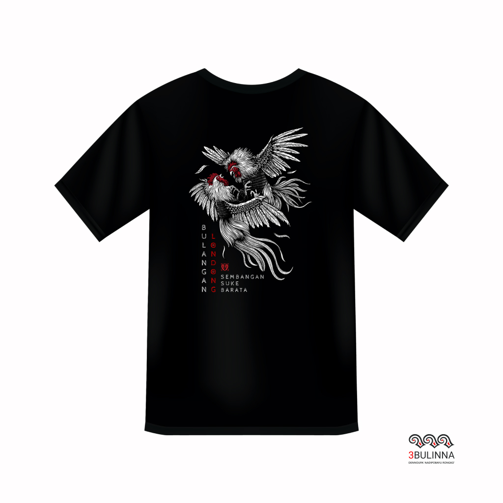 3BULINNA KAOS DISTRO PRIA WANITA LENGAN PENDEK TORAJA MANUK SIPARA' BULANGAN LONDONG