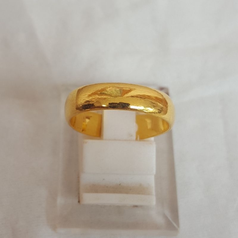 Cincin Polos Kawin Lapis Emas Warna Kuning 24k