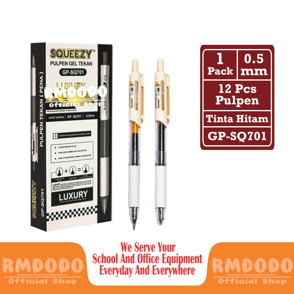 

Rmdodo - Gel Pen / Pulpen Gel 0.5mm Tinta Hitam Isi 12 Pcs / Pena Cetek Luxury Smooth / Ink Pen Bolpen Lancip GP-SQ701