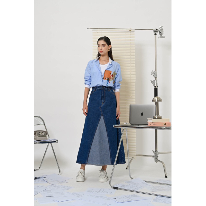 Alys Studio -  Natalie Mixed Jeans Skirt