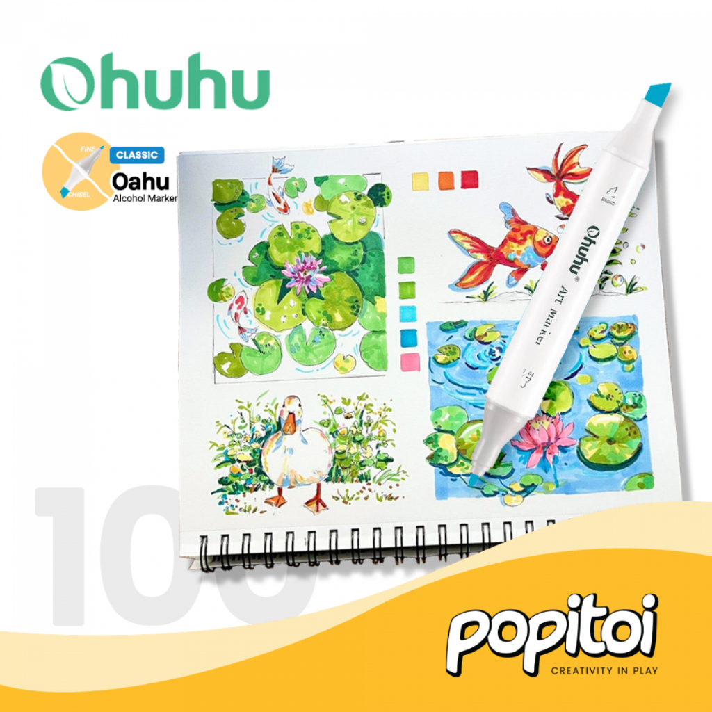 

OHUHU Oahu 100 Colors Dual Tip (Fine & Chisel) Alcohol Art Markers