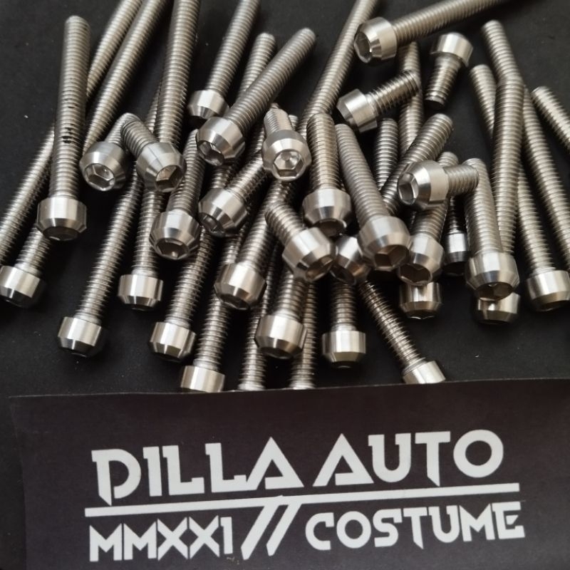 BAUT BAK MESIN KIRI KANAN KLX / D TRACKER 150 L STAINLESS COSTUME HANDMADE MODEL TITANIUM 1 SET 26 P