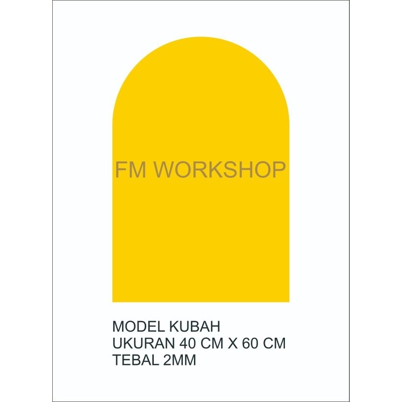 

potongan akrilik model kubah ukuran 40 cm x 60 cm