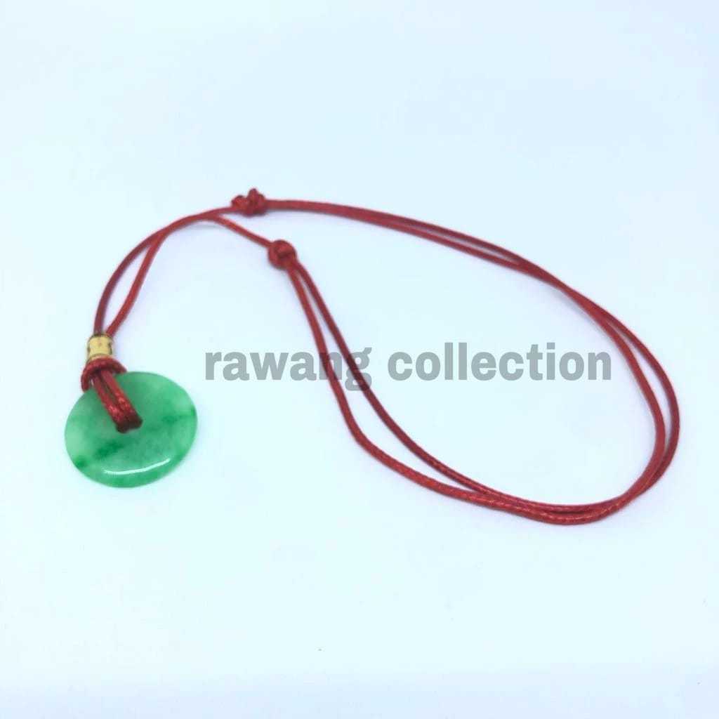 Kalung Tali Liontin Batu Giok Hijau Model Donat