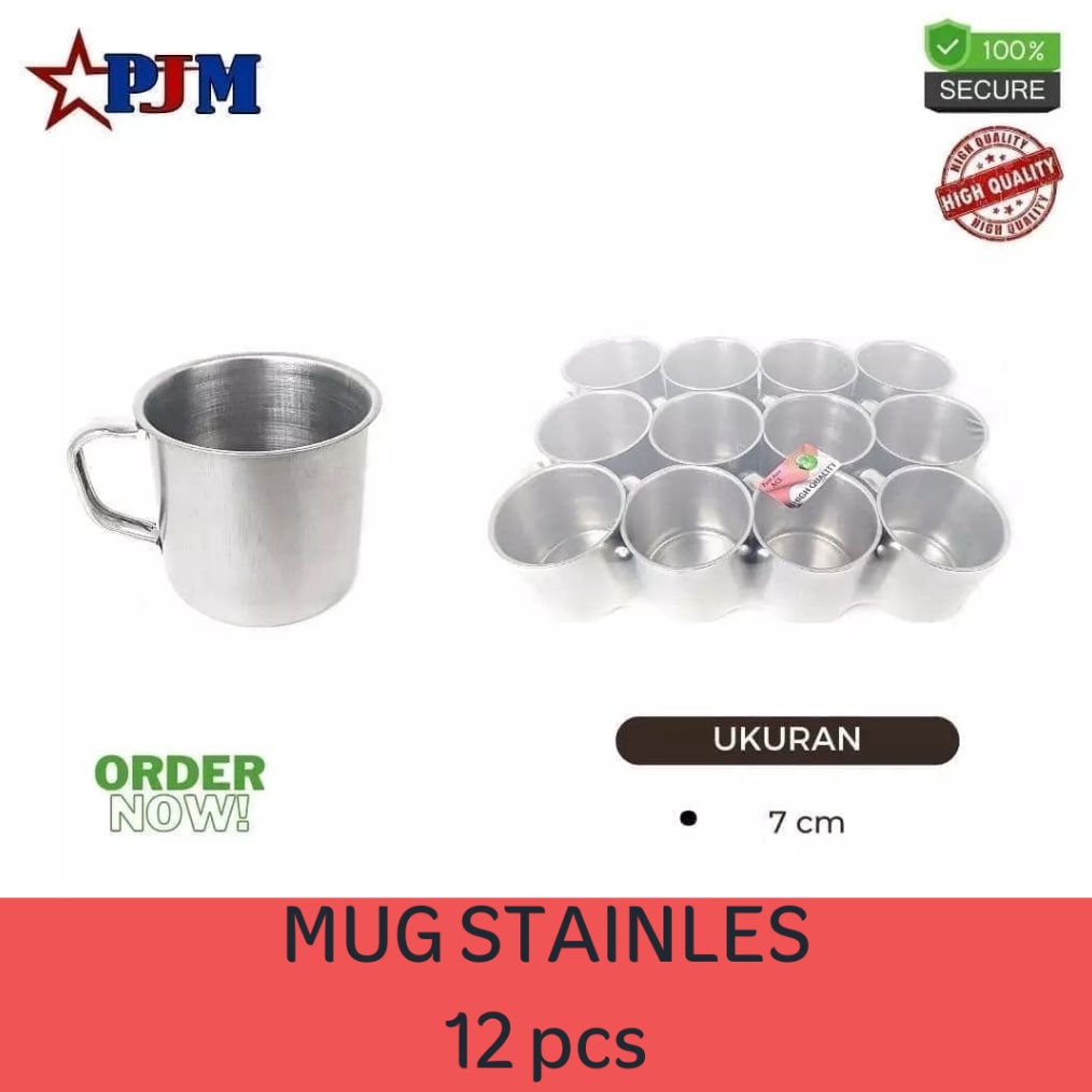 Terbaik PROMO MUG MINI Stainless ISI12 Pcs/ 1 LUSIN Ukuran 7 cm PJM243/ GELAS/Cangkir Kopi Teh 