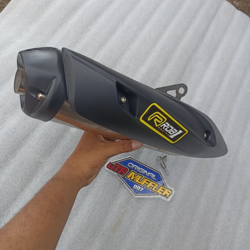 Silincer Knalpot racing ROB1 ROB 1 inlet 50/51mm suara bass adem untuk nmax aerox Lexi vario dll