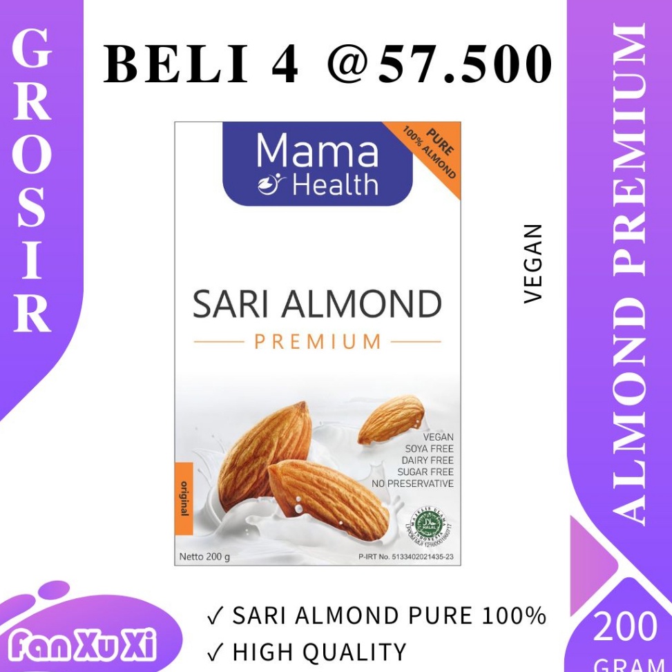 

[♠U89@] Mama Health SARI ALMOND PREMIUM Pure 100% + VEGAN + Sugar + Gluten + Dairy + Bubuk Almond Murni [32]