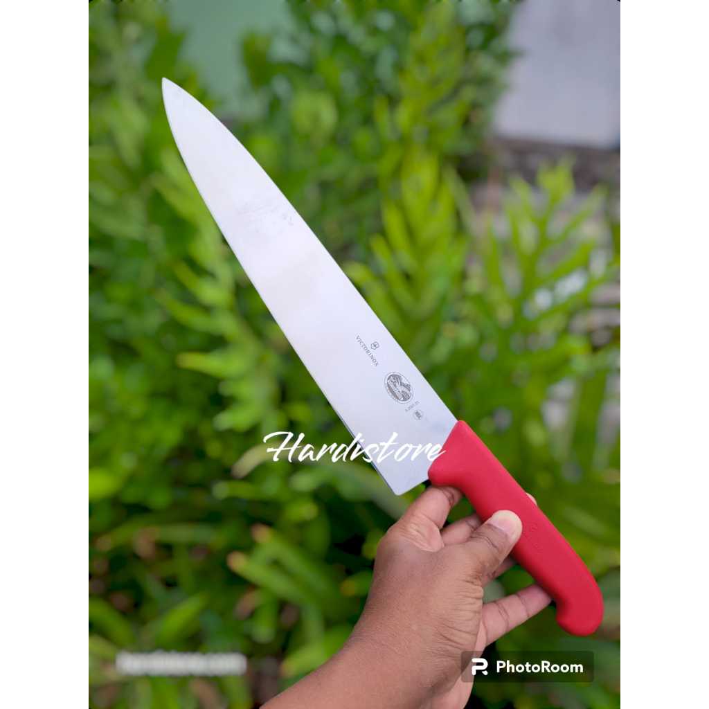 Pisau Iris Daging 31 cm Victorinox Carving Knife 5.2001.31 Red Fibrox Handle Original Swiss