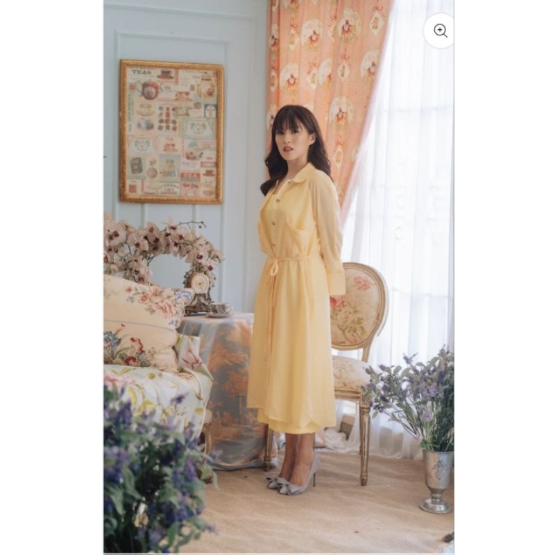 Maven - Christian Silk Dress in Pale  Banana