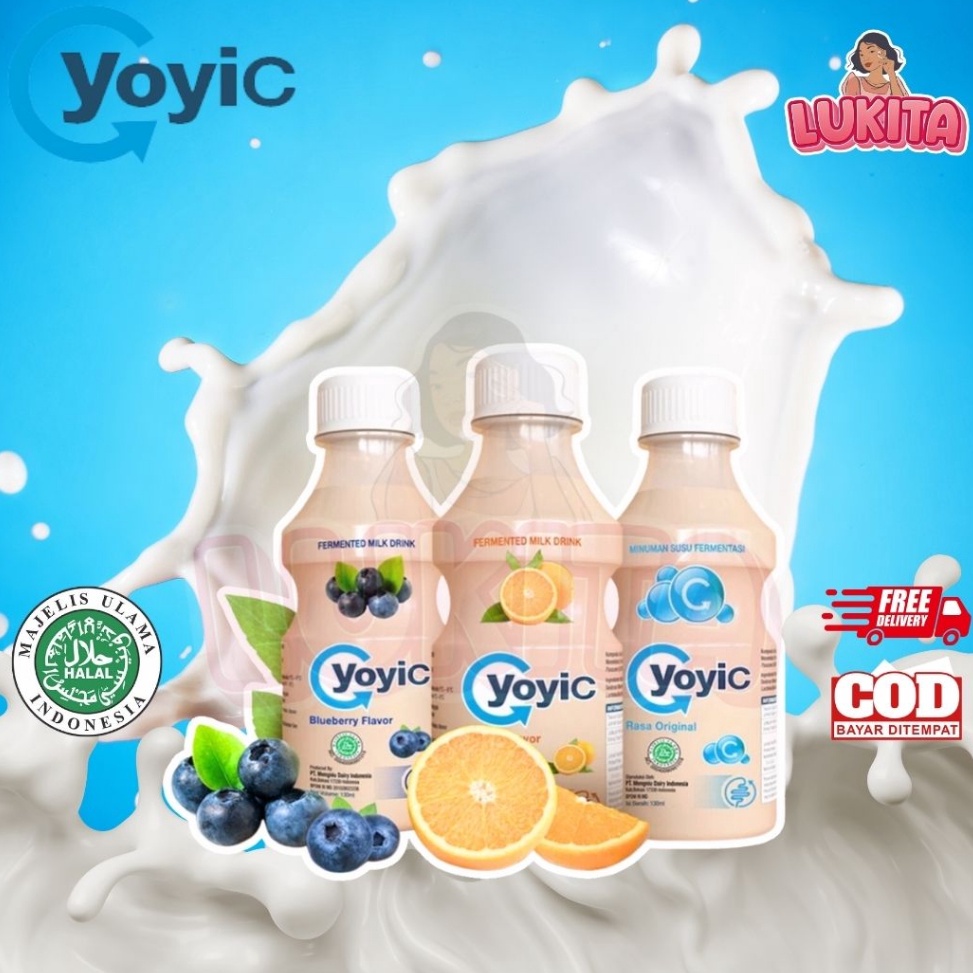 

[❇A92<] 12 YOYIC MINUMAN SUSU FERMENTASI PROMO 1 LUSIN Yogurt Original Jeruk Blueberry 130ml enak Murah