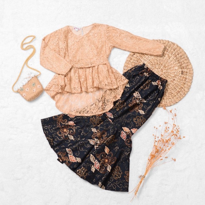 BAJU KEBAYA SET BROKAT ANAK / SETELAN BAJU KEBAYA BROKAT EXIS ANAK 3 - 12 TAHUN