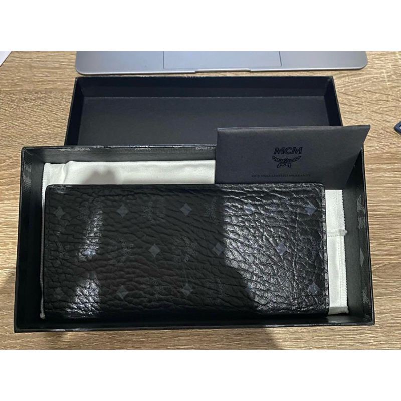 Mcm long bifold wallet black