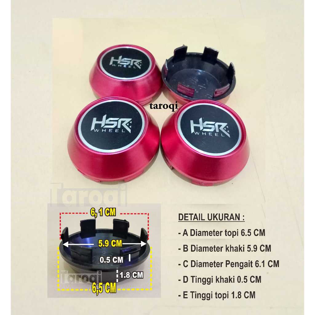 Dop Center Velg Kerucut Logo HSR 6,5 cm Unnh14