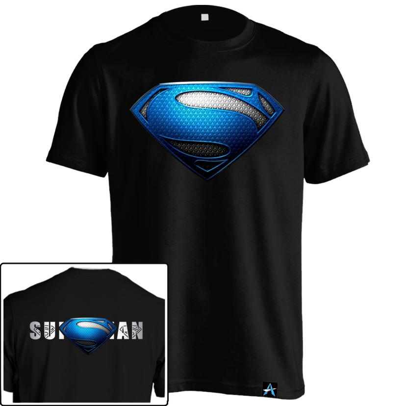 Kaos Superman Biru Silver 3D HER-131 Baju Logo Superhero Dewasa