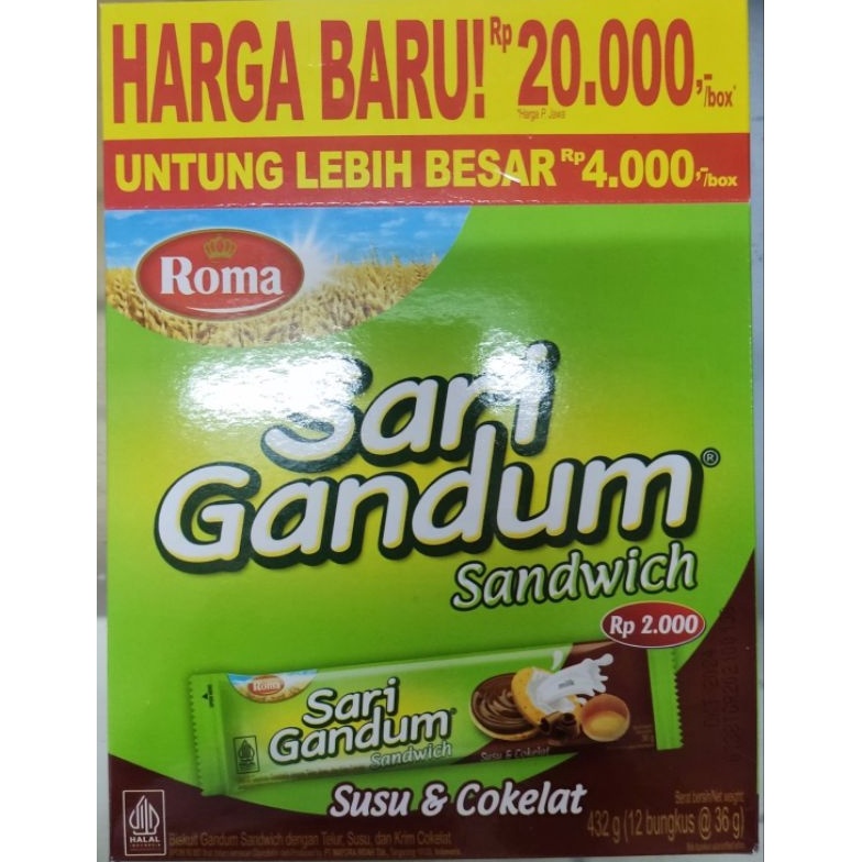 

D!skon ROMA SARI GANDUM COKLAT BOX [ 12x39 GR ] Langsung Order Gan