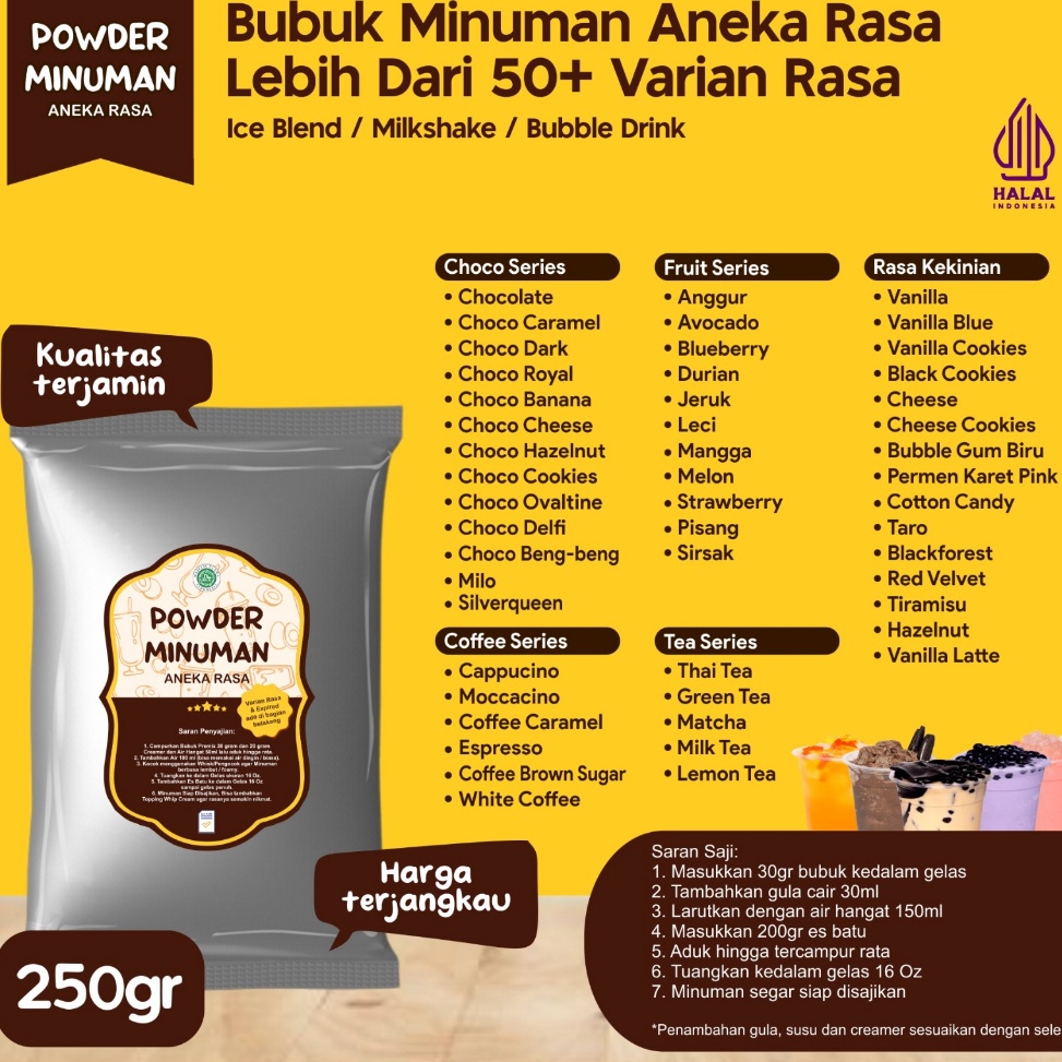 

95 Bubuk Serbuk Minuman Bubuk Minuman Kekinian 250 Gram Aneka Rasa Instan Boba Powder Drink C27 fn890