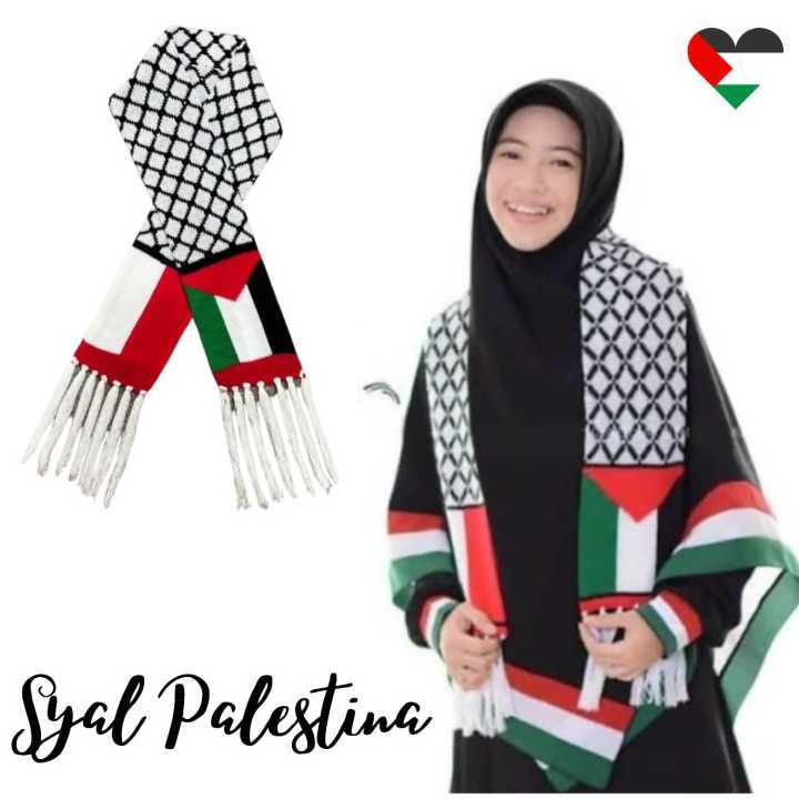 Syal Palestina - Syal Sorban Rajut Komputer Motif Slayer Palestina bisa COD