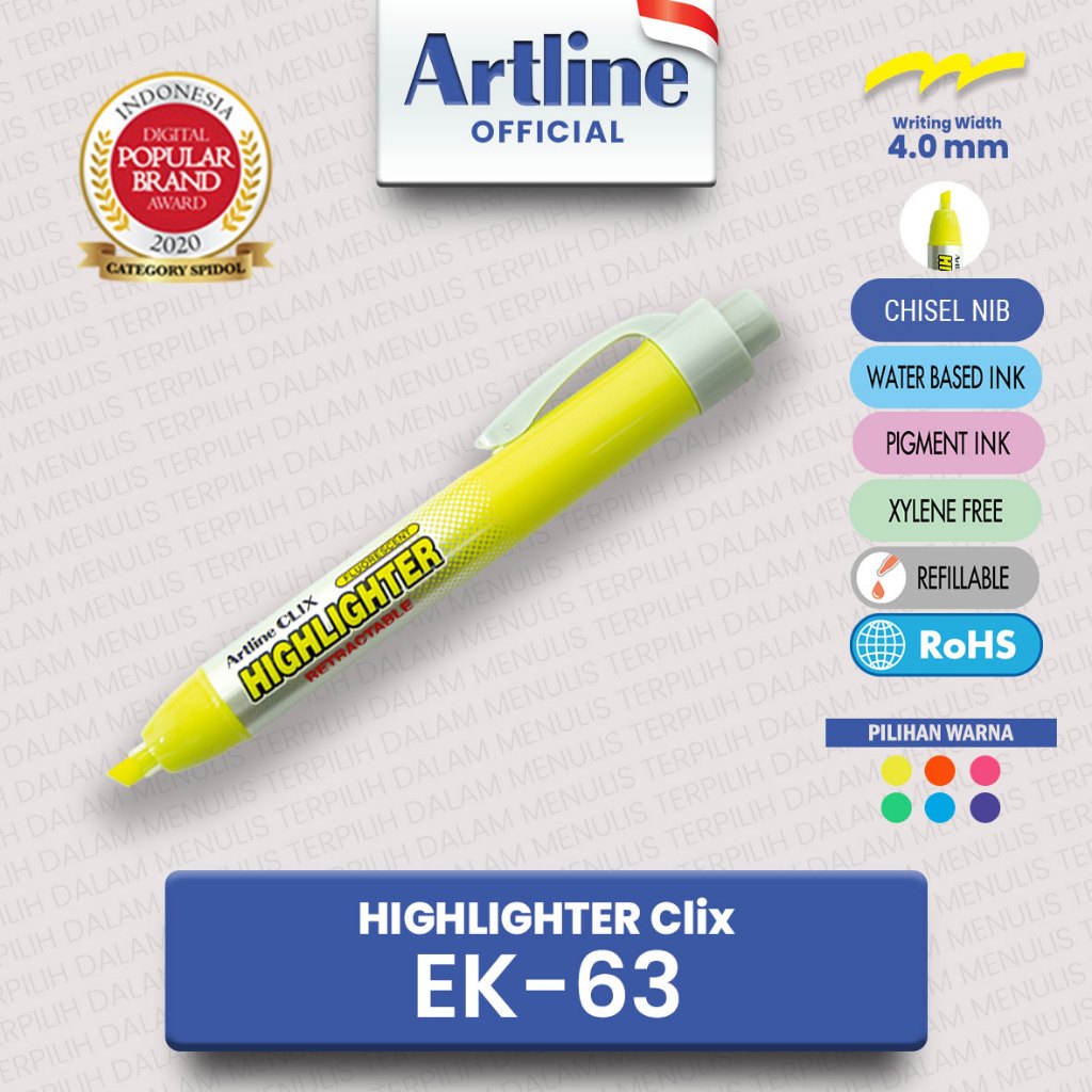 

ARTLINE Spidol Highlighter Clix Marker EK-63