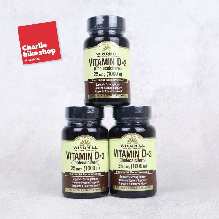 WINDMILL Vitamin D-3 Cholecalciferol 25 mcg 1000 IU BPOM - 100 Tablets
