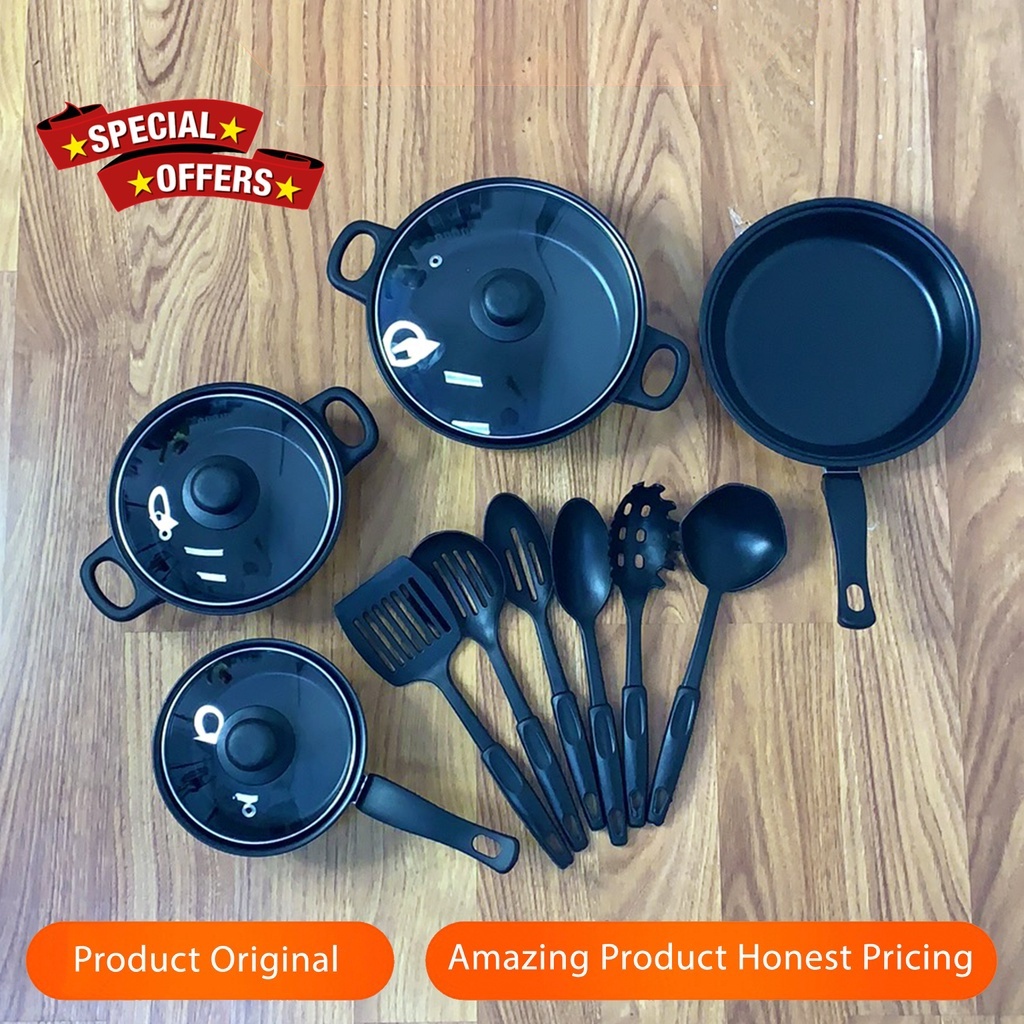 Panci Set 13 Tutup Kaca Serbaguna Panci Set Lengkap Stainless Steel