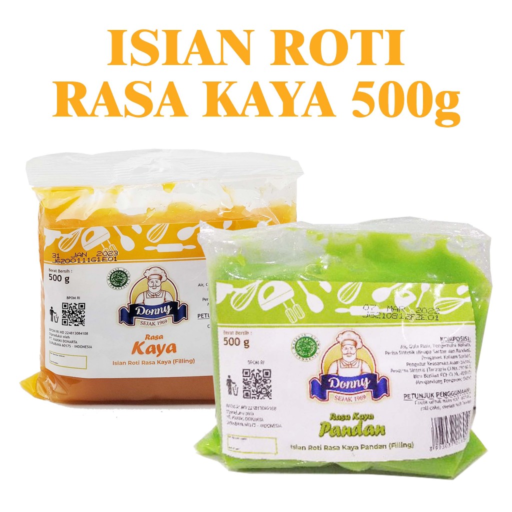 

Donny Isian roti rasa kaya 500g / isian roti rasa kaya pandan / isian roti rasa srikaya / filling srikaya / filling srikaya pandan