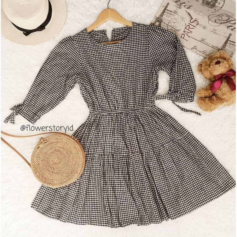 Korean Aesthetic Plaid Mini Dress