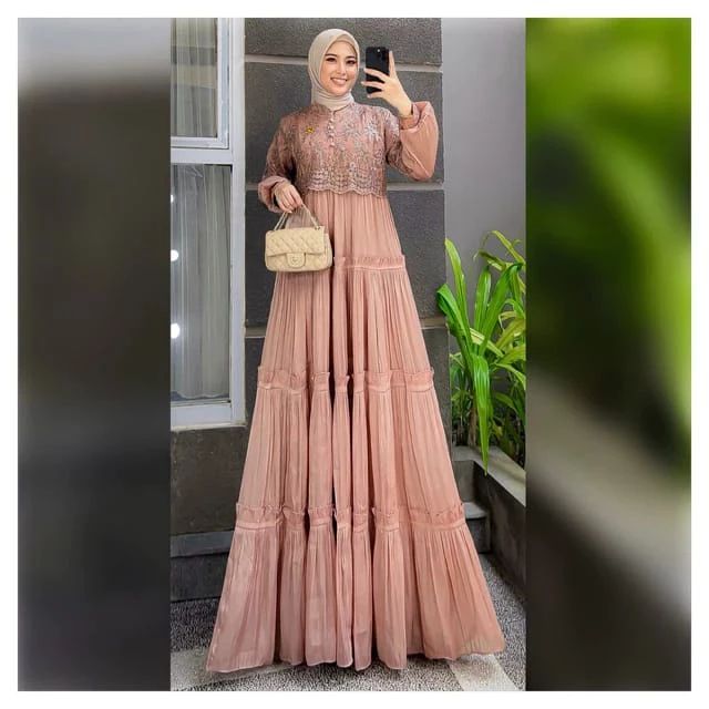 GAUN SHIMMER WANITA MODEL TERBARU 2024 DIAMOND DRESS BAHAN SHIMMER MIX BRUKAT FASHION MUSLIM WANITA 
