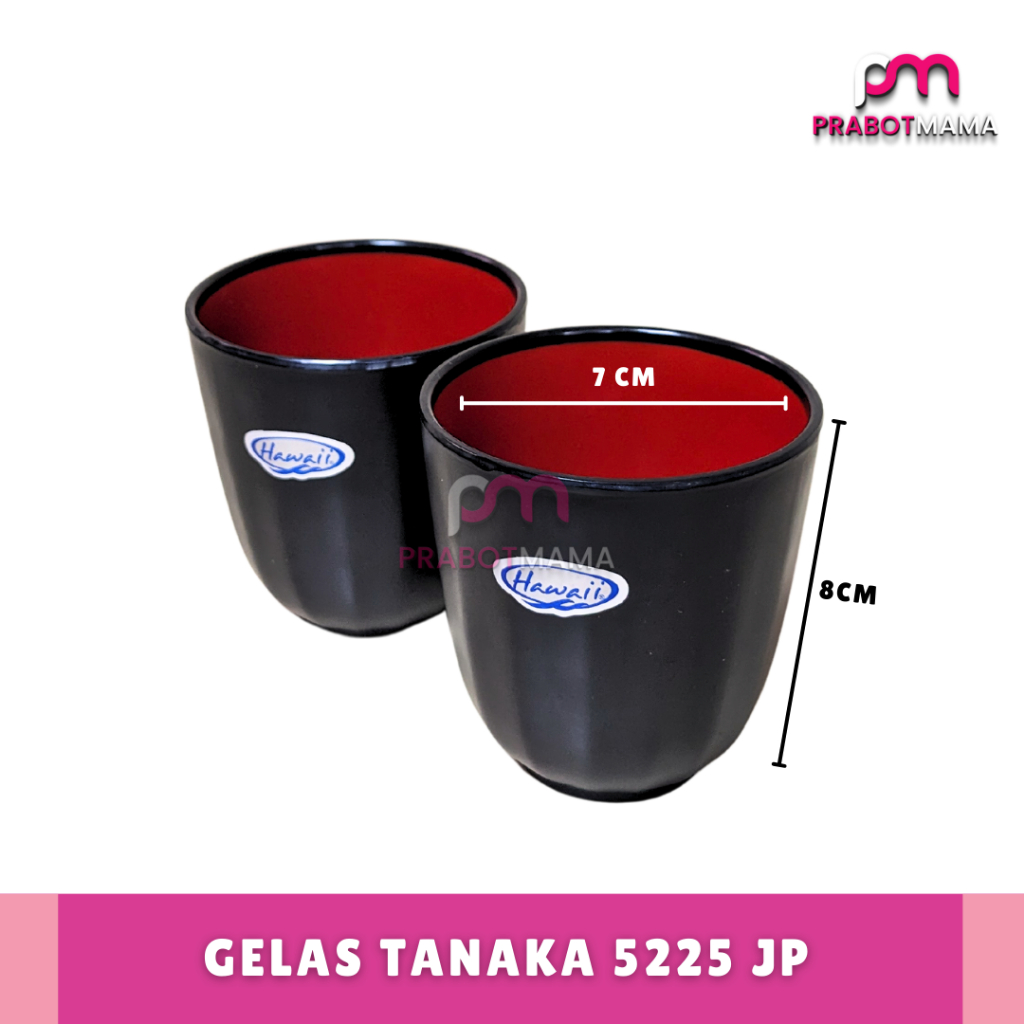 Gelas Tanaka Merah Hitam - Prabotmama / Gelas Ocha / Gelas minum mini / Gelas Semi Melamin