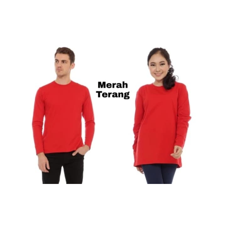 Kaos Oblong Polos Lengan Panjang Warna Merah - KAOS LENGAN PANJANG MERAH - KAOS COWOK MERAH - KAOS C