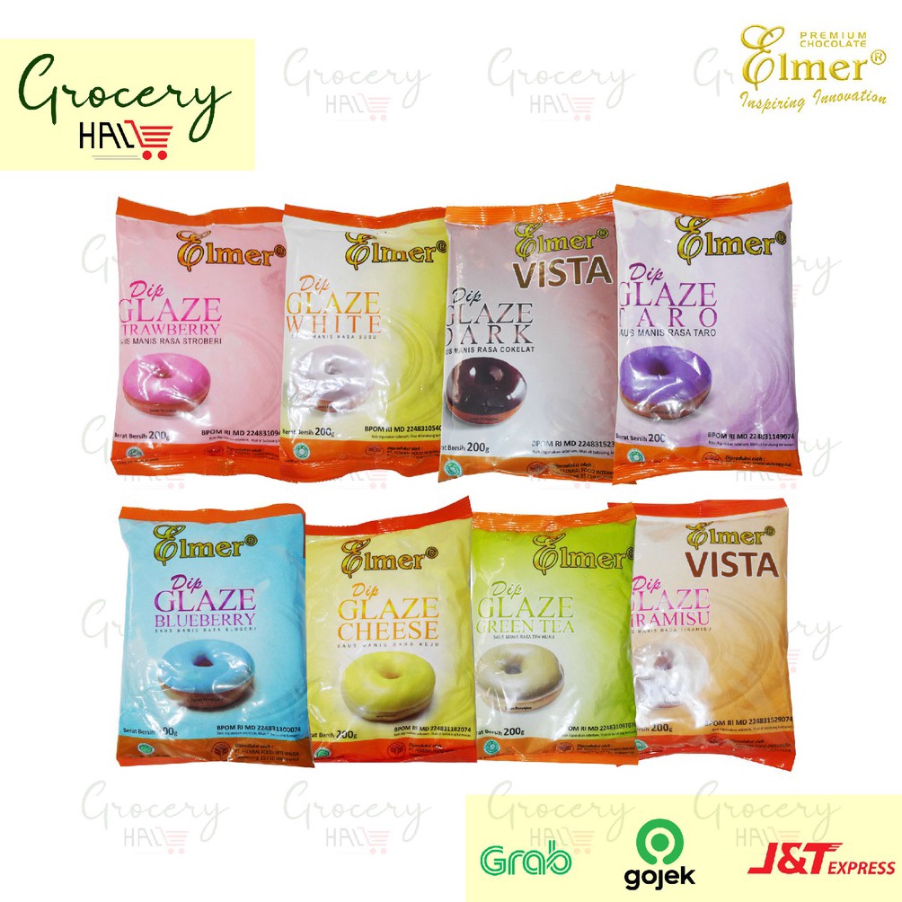 

79 ELMER DIP GLAZE 200 GR [ dark choco / tiramisu / cheese / strawberry / milk / greentea / taro ] ☆Diskon Promo