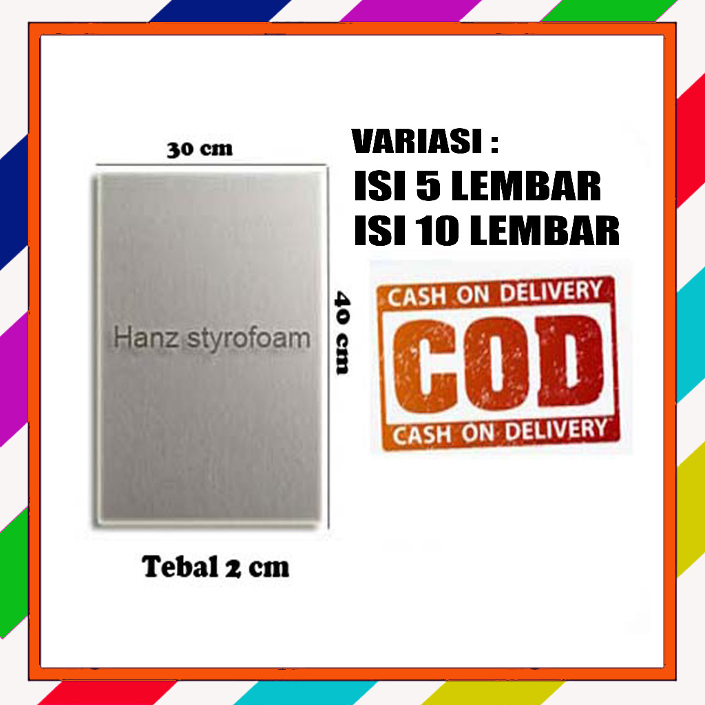 

Styrofoam Tebal 2 cm lembaran polos uk 30x40 cm isi 5 dan 10 lembar