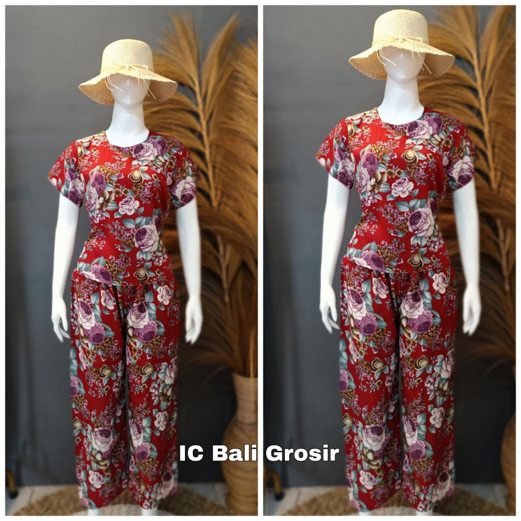 BAJU TIDUR MOTIF BUNGA SP002//SET PIYAMA PANJANG/ SET PAJAMAS/PIYAMA BALI /DASTER BUMIL & BUSUI FREN