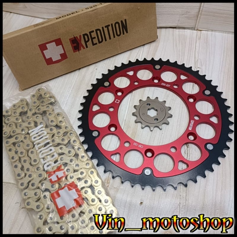 Gear Set 520 CRF 150 230 250 EXPEDITION Aluminium Model ROZ & Rantai EXPEDITION 520H 130L