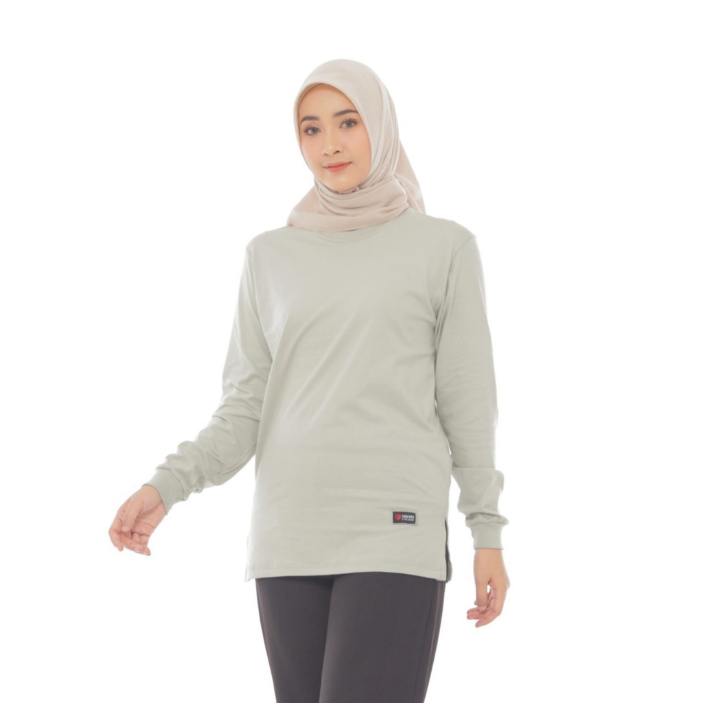 BAJU WANITA ATASAN KEKINIAN KAOS OVERSIZE LENGAN PANJANG WANITA HIJAB STYLE
