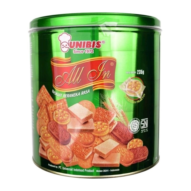 

UNIBIS ALL IN ASSORTED BISCUIT 235 GR roti kaleng