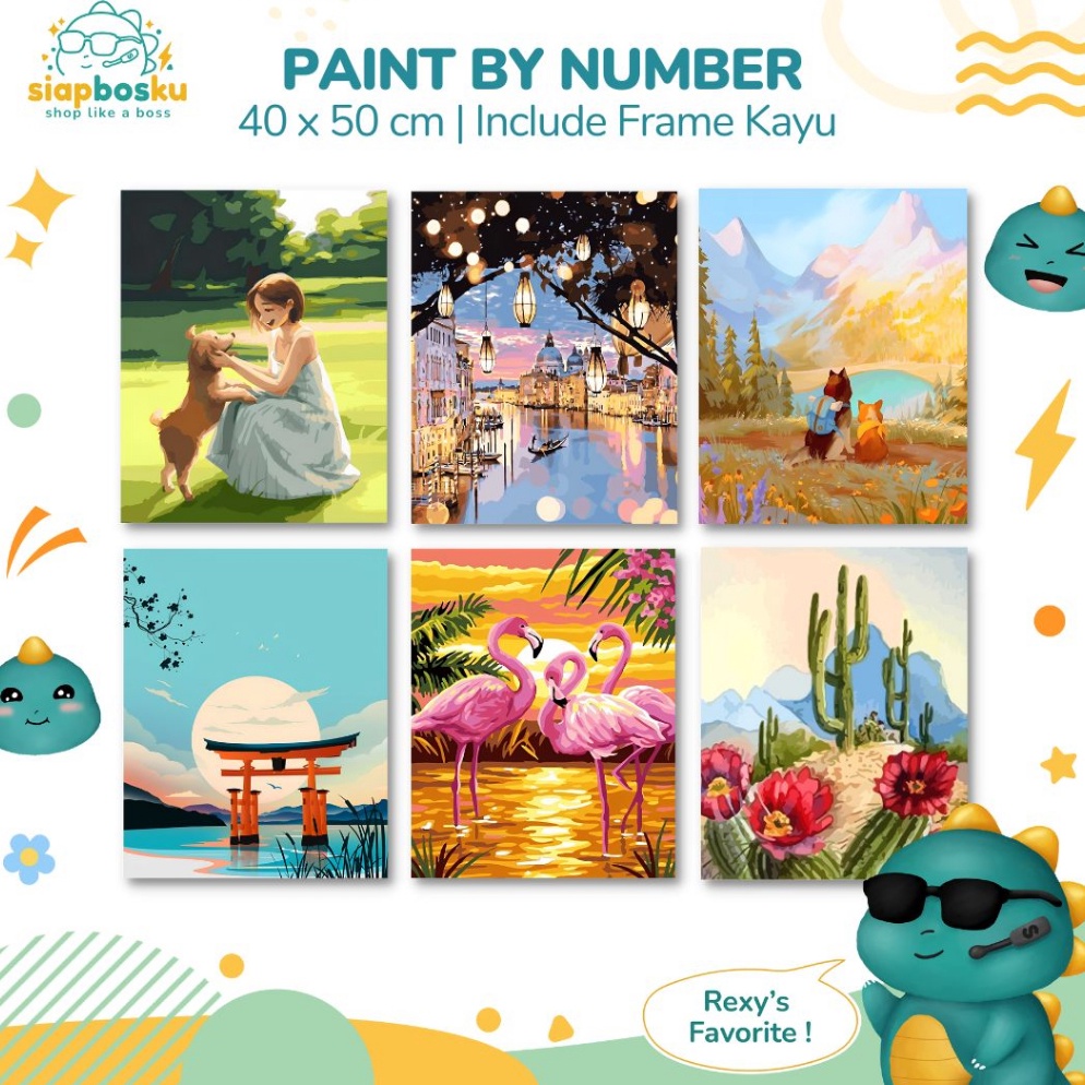 

✱ PAINT BY NUMBER 40x50 CM AESTHETIC LANDSCAPE KANVAS PAINTING KIT WITH FRAME SIAP LUKIS Best Seller )ノ