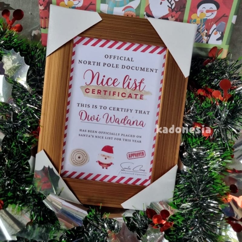 Sertifikat Natal Custom / Kado Natal Unik / Hampers Christmas Gift