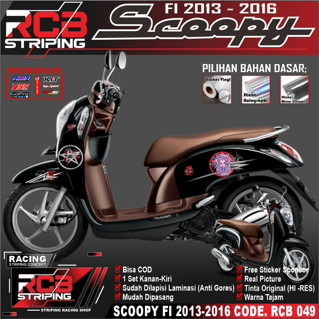 STIKER STRIPING SCOOPY FI 2013 2016 SCOOPY FI 2013 2016 RCB 049