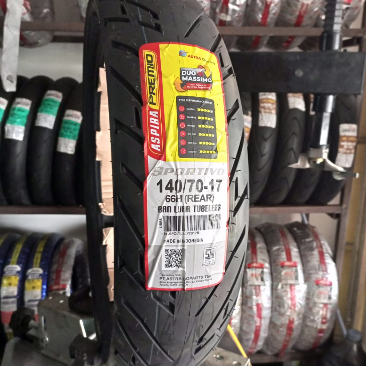 Ban luar Aspira PREMIO ukuran 140/70-17 Tubeless