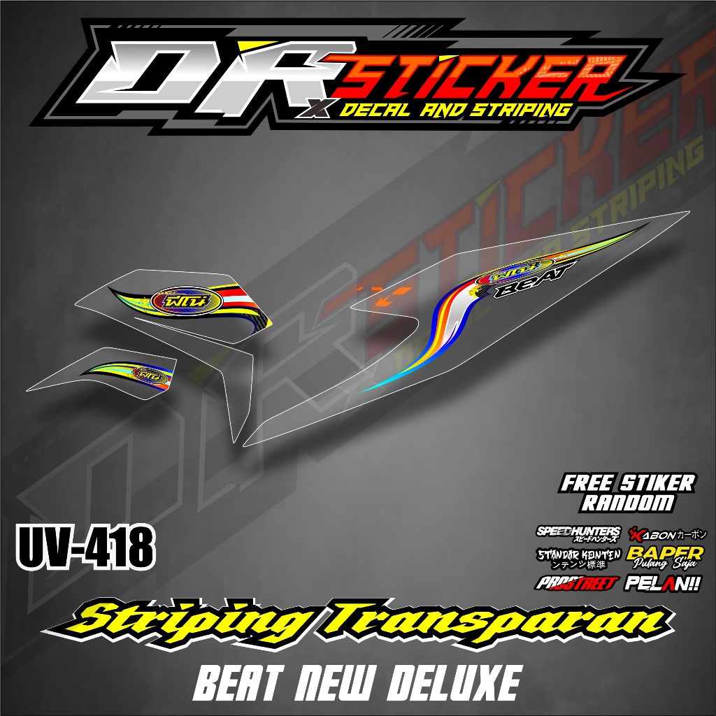 Sticker Motor BEAT DELUXE 2020,2021,2023 - Striping Motor Honda Beat Deluxe Variasi Transparan