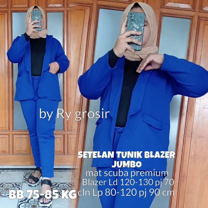 Setelan Wanita Blazer Tunik Jumbo Celana Paspol