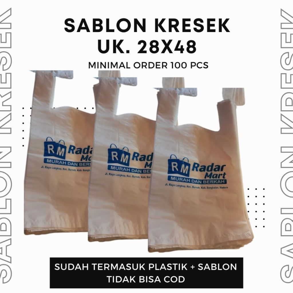 Plastik Kresek Sablon Kresek Olshop Plastik putih ukuran 28x48 cm Minim 100 Kresek singlet custom