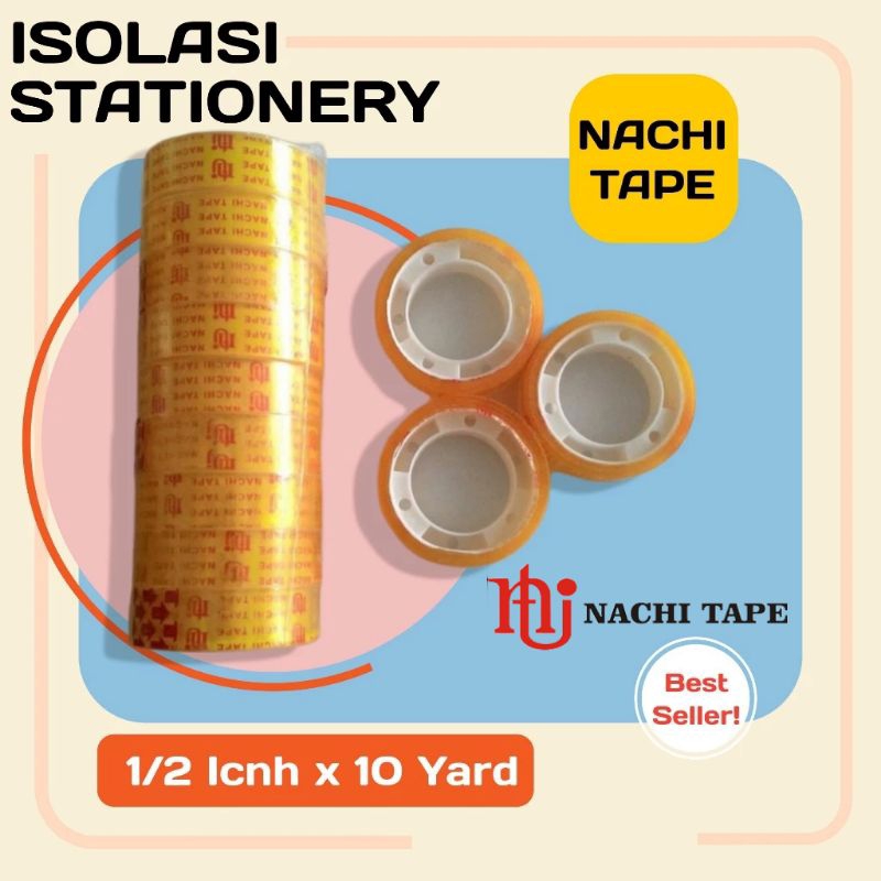 

(12PCS) Isolasi Bening Kecil Nachi 1/2 inch x 10 yard Selotip Isolasi Listrik Kecil