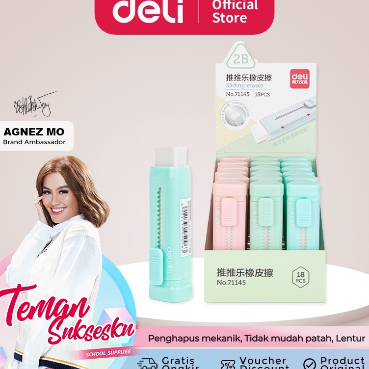 

Deli Sliding Eraser / Penghapus Mekanik / Hapusan Mekanik Warna Lucu Tidak Meninggalkan Serpihan Bahan TPR+ABS 71145