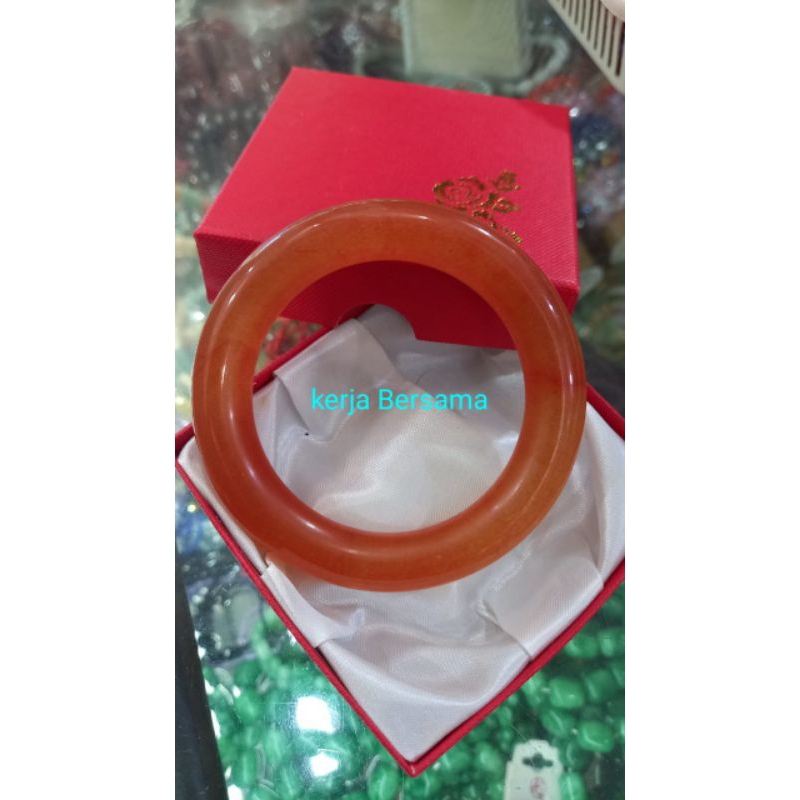 Gelang batu giok pipa orange