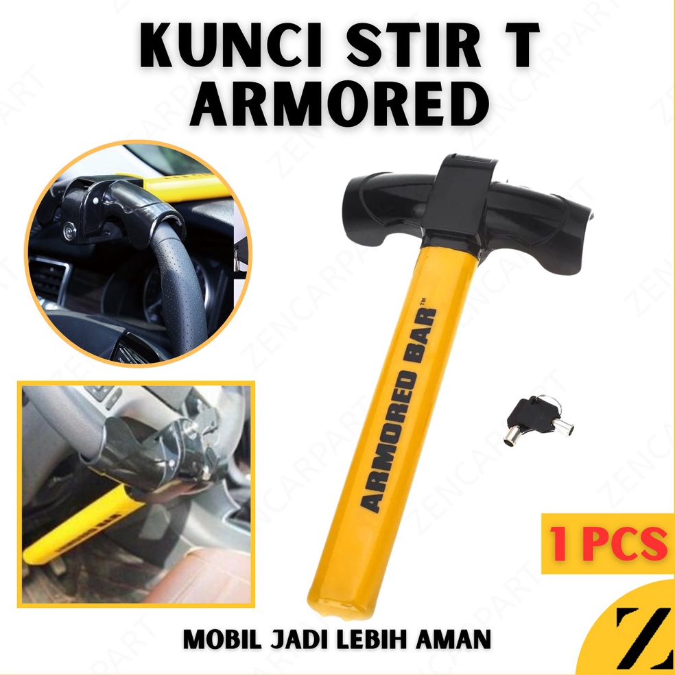 ➚ KUNCI STIR MOBIL CH830 MODEL PENGAMAN MOBIL SAFETY LOCK SETIR BAR ARMORED TIPE T UNIVERSAL 4075