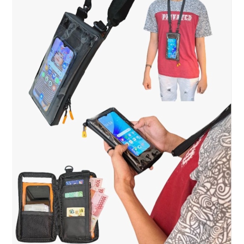 [FMC] Slingphone - Tas Hp Transparant Tas Dompet Hp Gantung Di Leher Hanging Wallet Sako Pouch Pria 