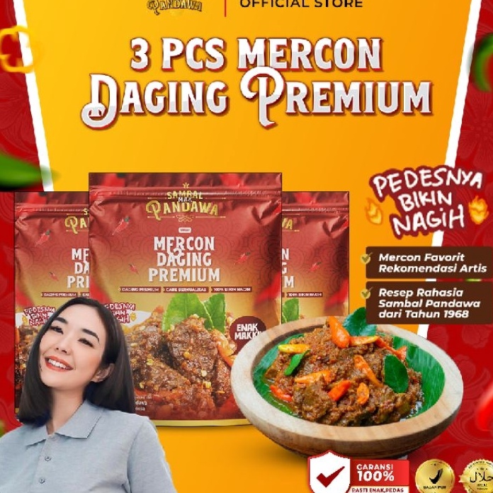 

LMRN4870 XC26619 Sambal Mak Pandawa - 3 Pack Mercon Daging Premium @100gr