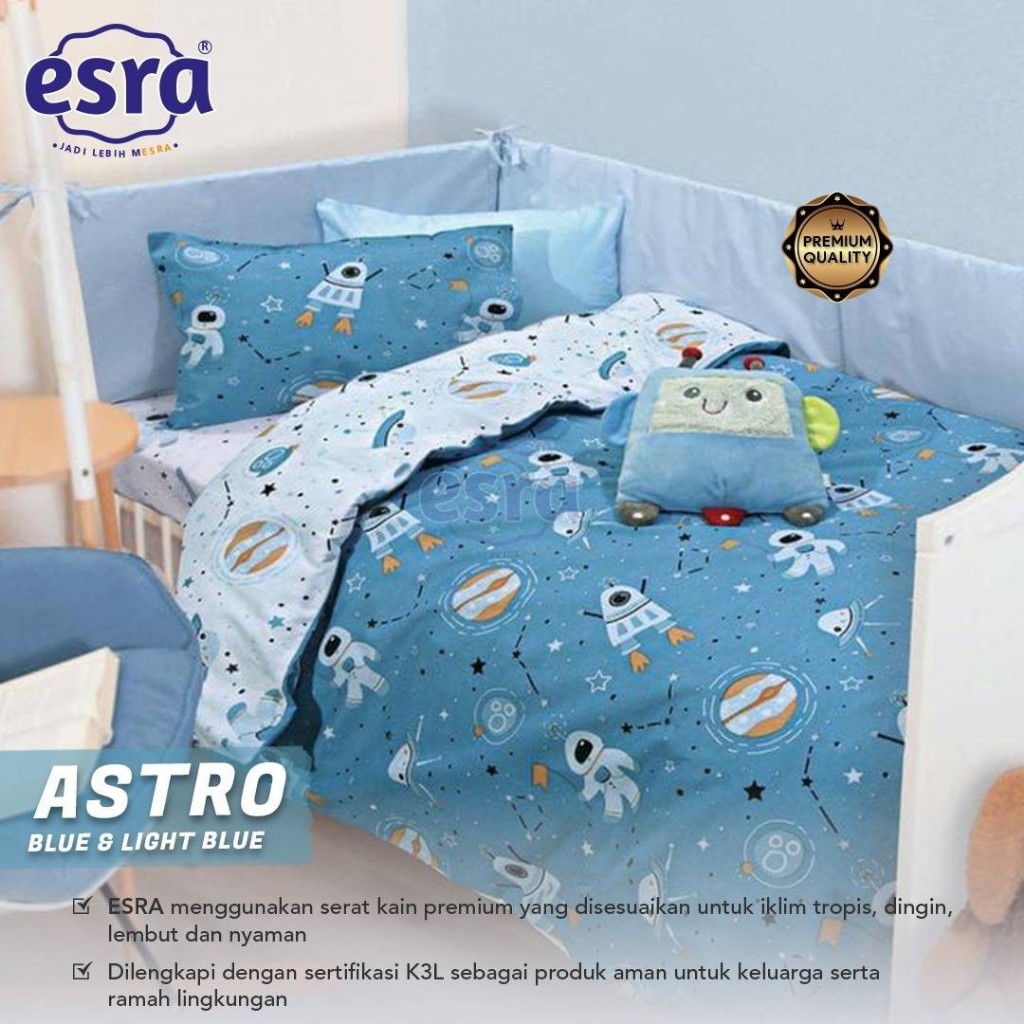 Bedcover Set Motif Astro Baby Whale Metropolitan Karakter anak  Bedcover Set Katun Cvc Premium Star 