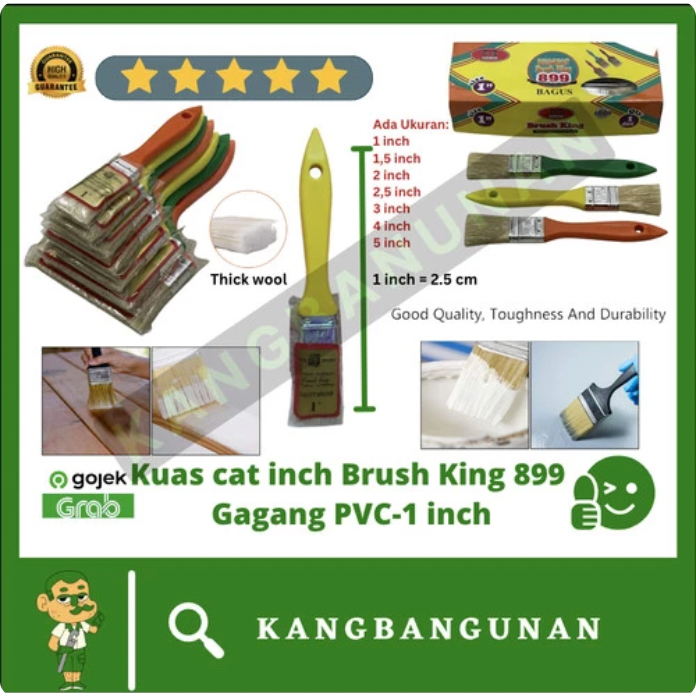 Kuas Cat Tembok Gagang PVC 899 BRUSH KING / Koas Cet 1 inch